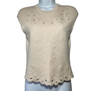 Express Women’s Vanilla Embroidered Laser Cut Front “Cap Sleeve” Style Tank- XS